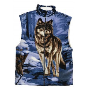 Veste fourré loup sans manche
