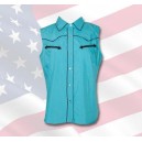 Chemise western femme  modèle " CLAUDIA TURQUOISE "