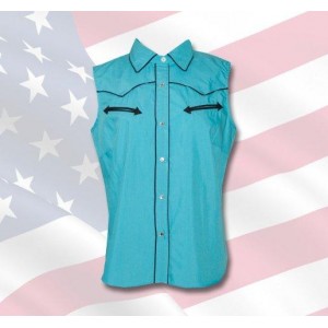 Chemise western femme  modèle " CLAUDIA " turquoise .