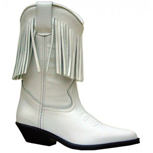 Bottes blanche modèle SANTA FE avec franges