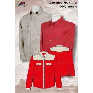 Chemise bi-color  blanche et rouge