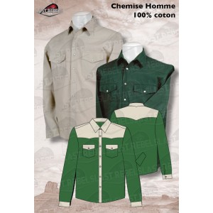 Chemise bi-color  blanche et verte
