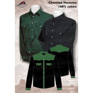 Chemise bi-color  verte et noire