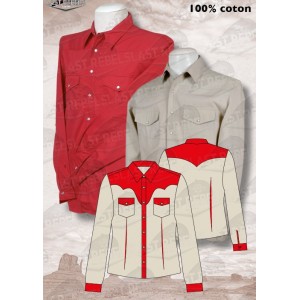 Chemise bi-color  rouge et blanche