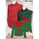 Chemise bi-color  rouge et verte