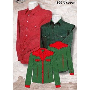Chemise bi-color  rouge et verte