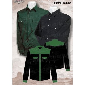 Chemise bi-color  verte et noire