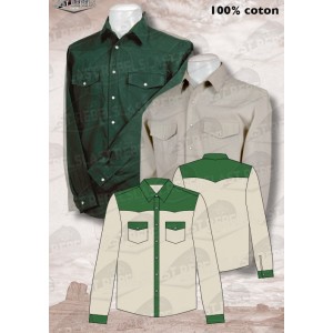 Chemise bi-color  verte et blanche