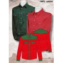Chemise bi-color  verte et rouge