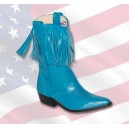 Botte western, cuir et franges turquoise, modèle " LAS VEGAS "